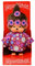 Sekiguchi 252893 - Original Monchhichi Mädchen Flower Power in Lila und Blau, ca. 20 cm großes Kuscheltier aus braunem Plüsch