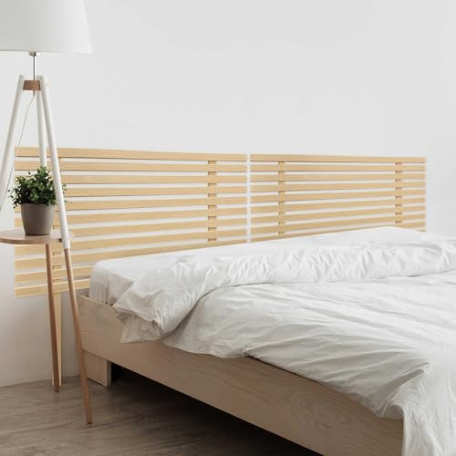 DHOME Cabecero de Madera reciclada DM con Patas Estilo Japonés Cama Palets Herrajes incluidos (190cm Dual, Madera Natural)