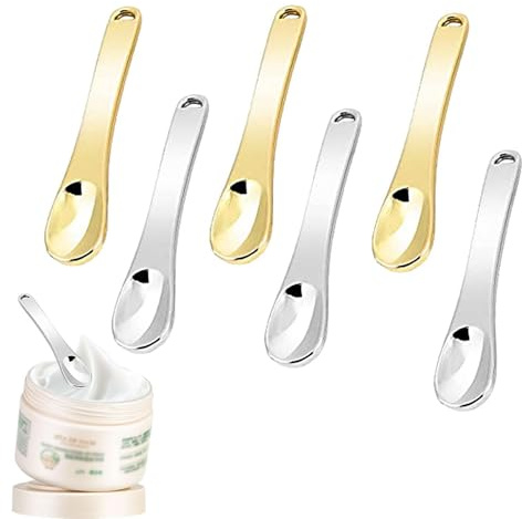 Beauty Scoop - 6 espátulas reutilizables para loción, herramientas de belleza de metal, aplicador cosmético portátil para crema, loción, crema hidratante