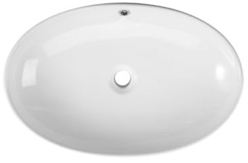 DILECI - Vasque à Poser Ovale en Céramique Blanche – Lavabo Design Épuré et Élégant pour Salle de Bain – Finition Lisse, Moderne et Intemporelle – Facile à Installer et Entretien Simplifié