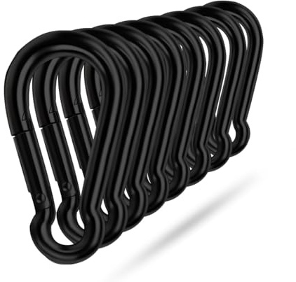 Ekunbuy Black Carabiner Clip, Heavy Duty Spring Snap Hook Quick Link for Outdoor Camping, Hiking, Fishing, Swing Set, Hammock, Keychain