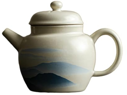 Retro mountain view tea pot, household ceramic kung fu tea set - Blue Ink Mountain View Small Full Pot