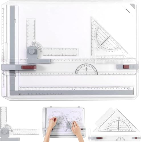 NKFOOPDU A3 Drawing Board 51X37cm Adjustable Angle System Drawing Board Art Craft Table with Parallel Motion Accessories for Students Engineers Artists and Architects