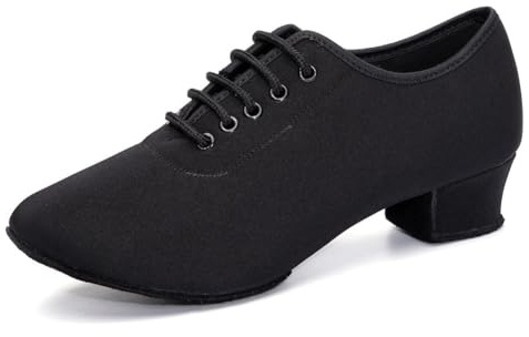 GYUBL Women's Lace-up Ballroom Latin Dance Shoes Closed Toe Low Heel Standard Salsa Tango Modern Jazz Practice Training Shoes,Black,UK 3.5