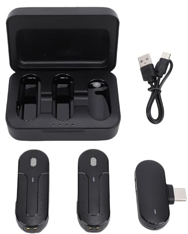 CHICIRIS Ensemble de Microphones Lavalier sans Fil, micros de Réduction de Bruit de 2,4 GHz, Enregistrement Sonore Clair pour les Caméras, les Téléphones USB C, les Ordinateurs, etc.