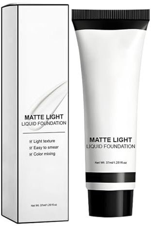 White Makeup - Long-lasting Foundation | 37ml Portable Matte Foundation Liquid for Adults Children Stage Cosplay Party Halloween Christmas