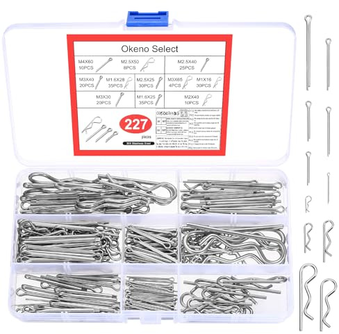 227 Stück Edelstahl Splinte Sortiment: R Clips Splinte Set & Sicherungssplinte Sets, Federstecker Sets, Metallsplinte Federsplinte Edelstahl Sicherungsstift für Autos Mechaniker Gartengeräte