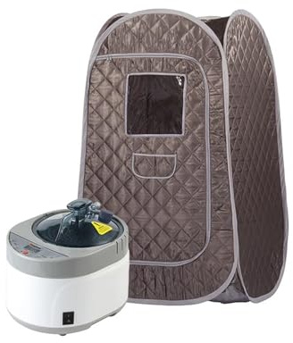Tenda pieghevole for saune for la casa personale for sauna a vapore portatile for tutto il corpo con generatore di da 4 litri e 1500 W(Khaki Set)