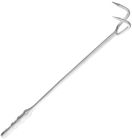 HOMSFOU Gancio per Girarrosto in Acciaio Inox 304 da 50 Cm Manico Lungo Antiscottatura, Gancio per Carne Barbecue da Picnic e Cibo da Campeggio, Utensile Professionale per Chef