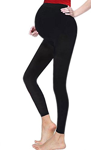 Crazy Chick Hugs & Kisses London Ladies Maternity Over Bump Stretchy Adjustable Full Ankle Length Leggings (16, Black)