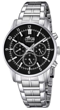 LOTUS Reloj Hombre Analógico de Acero Inoxidable 316l Plateado - Movimiento de Cuarzo - Cronógrafo - Cristal Mineral de Alta Resistencia - Resistente al Agua 5 ATM 18579/4 Special Prices