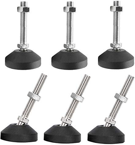 Wolfride Gasea Paquet de 6 Pieds Réglables Universels en Silicone D40 * M8 * 50 M8 Base Pivotante Articulé en Nylon Filetée Patins de Glissement Pieds de Table