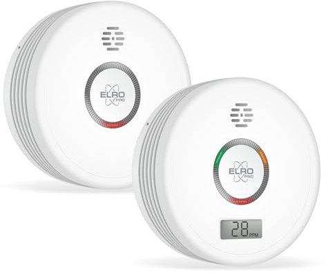 ELRO FF4910 Pro Kit Anti-Incendie - Détecteur de fumée & détecteur de monoxyde de Carbone avec Pile de 10 Ans - Conforme à la Norme européenne EN14604 et EN50291 2 pcs