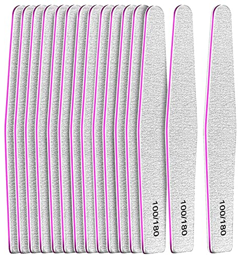 Nail Files Set, FANDAMEI 15pcs 100/180 Grit Professional Nail Boards Buffer Files for Home & Salon Use, Double Sided Emery Boards for Nails Toe Pet Fingernail Files Nail Styling Tools, Diamond
