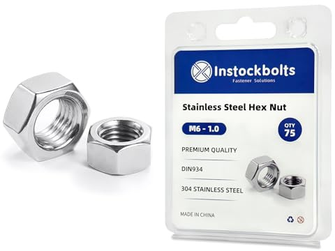 Instockbolts Hex Nuts, M6-1.0 Stainless Steel 304 (18-8) Hex Nut, 70pcs