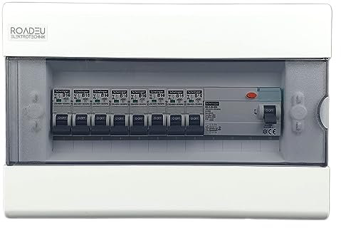 RoadEu - Leitungsschutzschalter - Set Fi Schutzschalter 40A 4P typ A/AC - 8x B 16A Sicherungsautomat in einem Aufputz Verteilerkasten - Sicherungskasten Aufputz