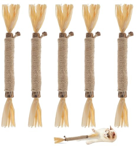 RELONGGI 5 PCS Silvervine Sticks for Cats - Natural Cat Chew Toys for Teeth Cleaning, Kitten Teething & Aggressive Chewers