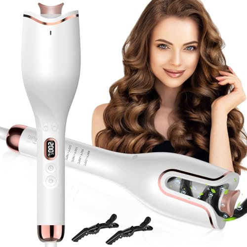 EUJAM Arricciacapelli Automatico Professionale Ferro Arricciacapelli Intelligente 4 Temperatura Riscaldamento Rapido 15S, Antiscottatura per Capelli Lunghi o Corti Asciutti