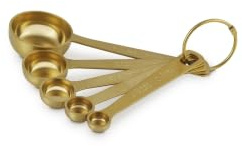 Le Creuset Measuring Spoons, Gold, Set of 5 (1/8,1/4,1/2,1Tsp,1Tb)