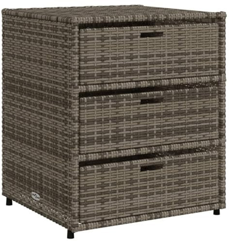 vidaXL Gartenschrank, Geräteschrank mit viel Stauraum, Beistellschrank Schrank mit Türen, Balkonschrank Terrassenschrank, Grau Poly Rattan