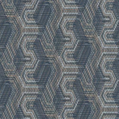 Rasch African Queen 751949 Papier peint intissé avec motif textile géométrique en bleu, beige, gris, 10,05 m x 0,53 m (L x l)