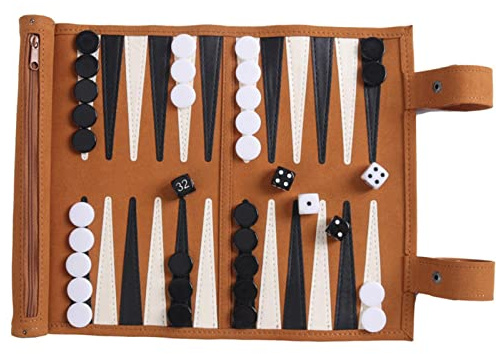Set backgammon roll-up backgammon 2 giocatori, set classico backgammon per giochi da tavolo con custodia in pelle premium portatile e set da viaggio