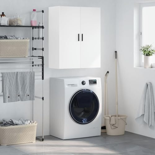 Sufrk Mobile a Parete Bianco 69,5x34x90 cm,Armadietto Bagno Sospeso da Parete Armadio Mobiletto Salvaspazio Mobile da Cucina Camera da Letto Lavatrice