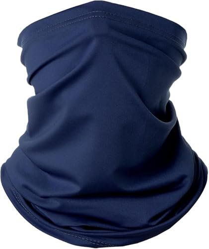 TOPBELIEF Unisex Face Covering Bandana, Multifunctional Headwear, Elastic Tube Scarf, Motorcycle Cycling Neck Warmer Snoods, Balaclava Face Mask for Men Women, UV Dust Wind Protection (Navy Blue)