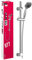 'aquaSu® Basic Duschset 877, Duschkopf: 5 Strahlarten, 10 cm Sprayplatte, 150 cm Metall-Brauseschlauch, 65 cm Duschstange, Gleiter, Antikalk-Noppen, variable Wandbefestigung, 727877