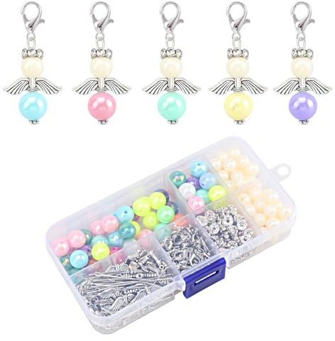50 Sets Schutzengel Anhänger - Engel Basteln Perlen Set - Schlüsselanhänger - Engelsanhänger Herstellung, Hochzeitsanhänger, DIY Halskettenherstellung