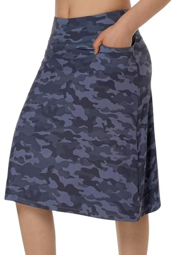 ANIVIVO Women's Skorts Knee Length, Modest Long Skort Athletic Sports Casual Skirt with High Waisted Pockets, Camouflage, XXL