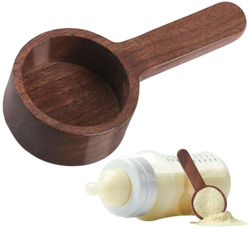 Cucchiaino da caffè in legno – misurino in legno massiccio di noce, cucchiaio dosatore in legno leggero | paletta dosatrice in legno per chicchi di caffè, caffè in polvere, latte in polvere, farina e