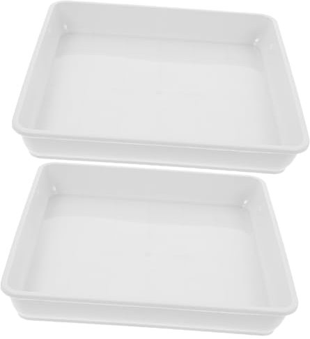 ibasenice 2 Pezzi Vassoio Per Fioriera Quadrato in Plastica Bianco 8.7 Pollici Sottovaso Per Piante Sottovaso Per Vasi Per Uso Interno Ed Esterno