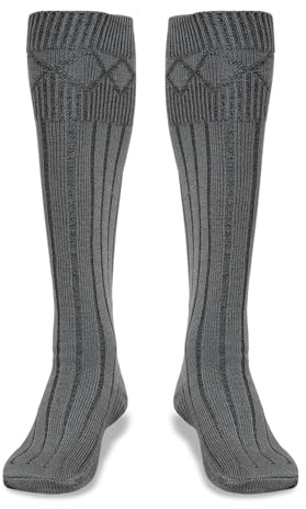 YAS Designer Socks For Men Wool Traditional Scottish Socks Warm Kilt Comfortable Hose Casual Wedding Sports Leg warmers (UK, Alpha, Regular, Regular, L, DARK GREY)