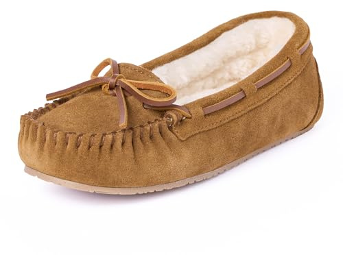 Minnetonka Women's COSI Faux Fur Lined Slippers, Tan Jr Trapper, Size 9