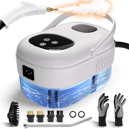 Steam Cleaner, Handheld Steamer for Cleaning, High Pressure Handheld Steamer, 1.1L Water Tank, Handheld Steam Cleaner, Fast Heat Car Steamer, Portable Steam Cleaner for Kitchen, Bathroom, Tile-White