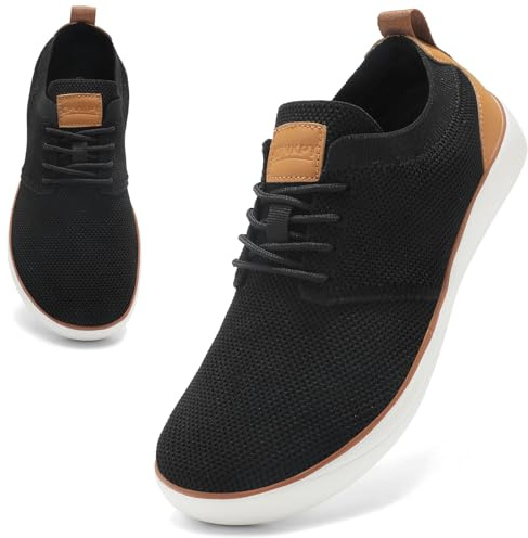 CFVKPT Mens Wide Toe Box Barefoot Shoes Dress Shoes with Zero Drop Sole Business Oxfords Fashion Casual Sneakers Size 6.5-13 (Black,44)
