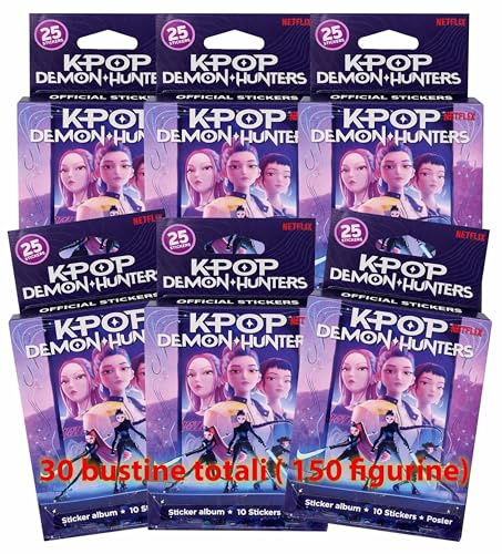 K-Pop Demon Hunters 6 Ecoblister da 5 bustine– Box Collezione Sticker Cards, Figurine Ufficiali per Album K-Pop Demon Hunters