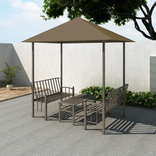 Sophrelle Padiglione Giardino Tavolo e Panche 2,5x1,5x2,4m Talpa 180 g/m² Grigio Talpa,312222