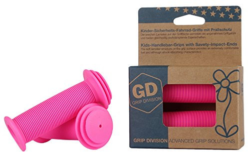 GD-GRIP DIVISION® Kinder-Fahrrad-Griffe mit Sicherheits-Prallschutz | Phthalate frei | neon-pink