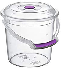 Heavy Duty Clear Plastic Bucket with Lid & Carry Handle Kitchen Garden Cleaning Water Animal Bird Feed Pet Food Storage Container (5 Litre)