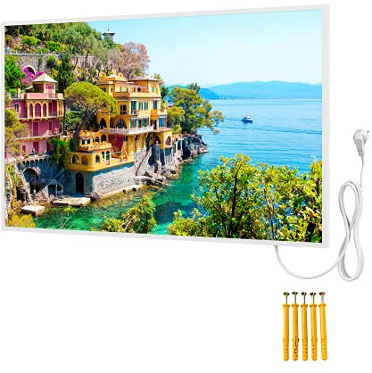 BR Bringer Bild Infrarotheizung mit Rahmen 800 Watt - Bildheizung mit UV Druck - 100x60x1,8cm - Portofino, Italien