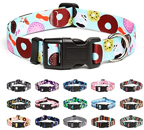 Mercano Collar ajustable para perro, patrones de diseño especial, nailon suave, cómodo y duradero, para perros pequeños, medianos y grandes (S, galleta azul)