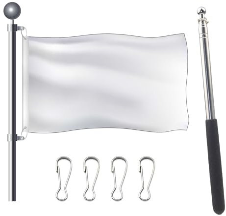 Fahnenmast Set, Handheld Fahnenstange, Fahnenstange Set, Edelstahl Fahnenmast Tragbarer, Flaggenstock für Reiseleiter, Tour Guide Fahnenstange, Weiße Flagge, für Outdoor-Aktivitäten, Paraden, 6 Stück