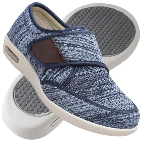 Zapatillas pie Diabetico Hombre Verano Zapatillas ortopédicas para Hombre Mocasines sin Cordones para Hombre Deporte para Senderismo al Aire Libre para Hombre (Color : Light Blue, Size : 46 EU)