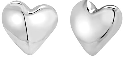 Breil, Collezione Big Heart, Orecchini Donna in Acciaio Lucido a Forma di Cuore, Chiusura a Farfalla, Idea Regalo Donna