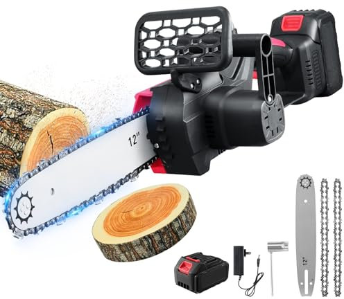 Bellanny 12inch Mini Chainsaw Cordless, 21V 4500RPM Brushless Cordless Chainsaw with 3000mAh Battery, Automatic Lubrication System, Handheld Chainsaw for Wood Cutting Tree Trimming Gardening