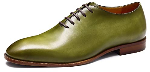 Oxfords Formali Affari da Uomo Scarpe da Abito Ufficio Matrimonio Scarpe Eleganti Stringate Basse in Pelle Casual,Verde,43