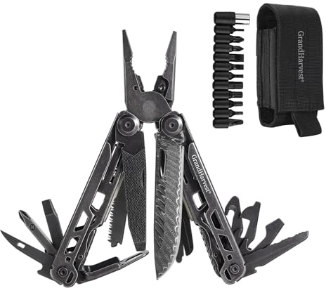 Multitool, 25-in-1 Spring Loaded Pliers Multi Tool, Each Tools with Safety Lock-Stainless Steel Multi-Tool, Propylene Sheath, Survival Gear for Camping, Hiking, Multi Plier, Pocket Knife