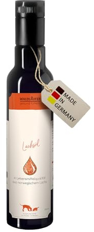 Waldkraft Lachsöl aus Norwegen für Hunde & Katzen | Schonend filtriert, unraffiniert | Mit Omega-3, Omega-6, EPA & DHA | Für glänzendes Fell & Vitale Haut | 250 ml im Mironglas